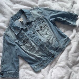 LOFT Cropped Denim Blue Jean Jacket